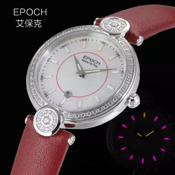 EPOCH женские светящиеся часы Ronda, Кварцевые водонепроницаемые часы 100 м из натуральной кожи для девушек и стразы