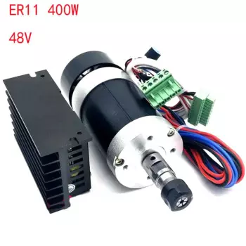 ER11 400 Вт DC высокоскоростной бесщеточный электродвигатель вращения шпинделя комплект 0,45 Н. М 12 000 об./мин с контроллером скорости драйвера Mach3 для фрезерного станка