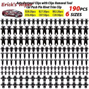 Erick's Wiper 190 шт. универсальные автомобильные крепежные зажимы пластиковые заклепки зажимы 6 размеров автомобильные канцелярские кнопки заклепки накладки зажимы крепеж