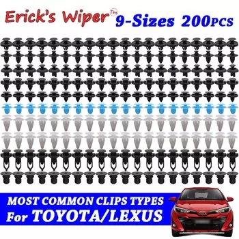 Erick's Wiper 200 шт./компл. зажимы для отделки кузова, заклепка, 9 размеров, фиксатор бампера для Toyota Corolla RAV4 Yaris Prius Lexus