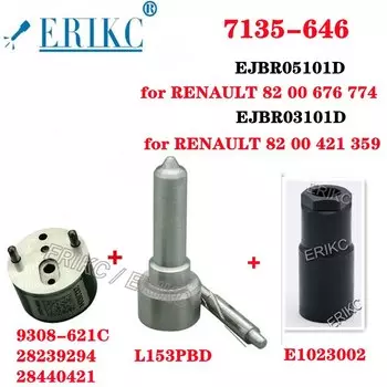 ERIKC 7135-646 Ремонтный комплект L153PBD + 9308-621C + E1023002 форсунка дизельного инжектора 28232251 для RENAULT EJBR05101D EJBR03101D