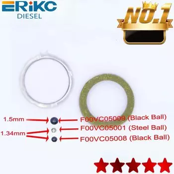 ERIKC F00VC99002 Уплотнительные кольца Ремкомплекты форсунок Стальной шарик F00VC05001 1,34 мм F00VC05008 F00VC05009 1,5 мм для Bosch