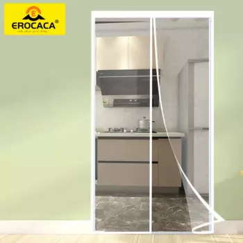 EROCACA белая зимняя дверная занавеска, магнитная теплоизоляция, сохраняет тепло, ветрозащитный экран, перегородка и петля, самоклеящаяся