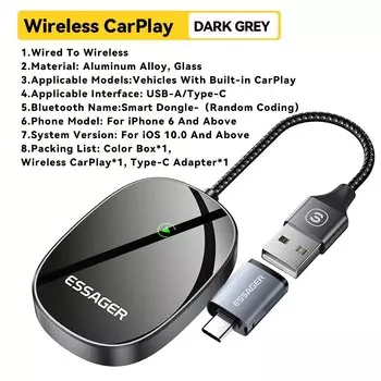 Essager Mini Беспроводной адаптер CarPlay для iPhone