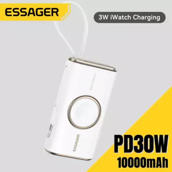 Essager Power Bank Беспроводная магнитная зарядка Dingital Disliay Портативное внешнее зарядное устройство для ноутбука Apple iWatch iPhone 16, планшета