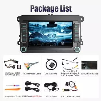 ESSGOO Android 14 Автомобильный радиоприемник Беспроводной Carplay для Volkswagen Passat Skoda Octavia Golf 5 6 Touran Автомобильный мультимедийный плеер GPS WiFi