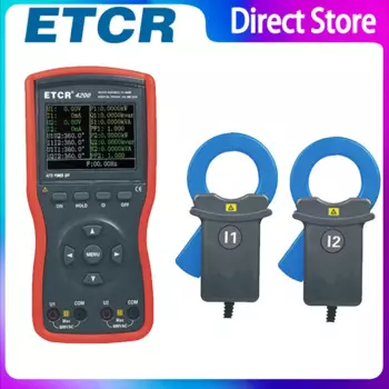 ETCR4200 большой калибр, двойной зажим, цифровой фазовый вольтметр, частота измерения, фазовая последовательность, коэффициент мощности и другие.