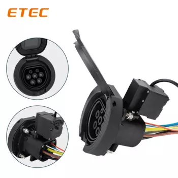 Разъем для зарядки ETEC Ev Разъем для зарядки типа 2, секции европейского стандарта Iec 62196-2 32a, три фазы (с замком двигателя)