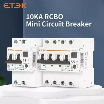 ETEK B Тип 230 В 1P + N 3P + N автоматический выключатель остаточного тока с защитой от перегрузки и короткого тока C Кривая RCBO EKL5