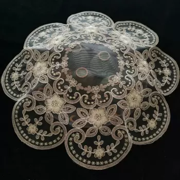 Прозрачный кружевной круглый коврик из полиэстера и хлопка