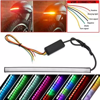 EURS Multi 22 см гибкая 12 светодиодов мотоциклетная полоса, задний указатель поворота, RGB стробоскоп, декоративный водонепроницаемый стоп-сигнал