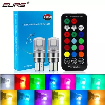 EURS RGB T10 W5W 194 Красочный автомобильный светодиодный габаритный фонарь Габаритный фонарь Позиционный фонарь с дистанционным управлением 12 В Автоматическая атмосферная лампа