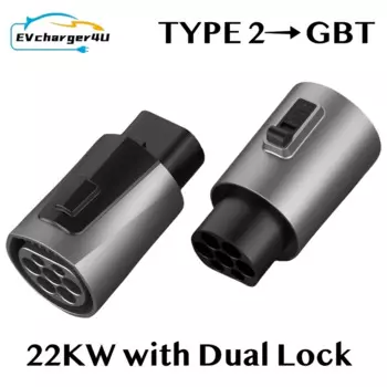 EVCharger4U IEC62196 Адаптер для электромобилей типа 2 на GBT, 3 фазы, 32 А, 22 кВт, с двойным наконечником для адаптера для зарядки электромобилей китайского бренда, конвертер