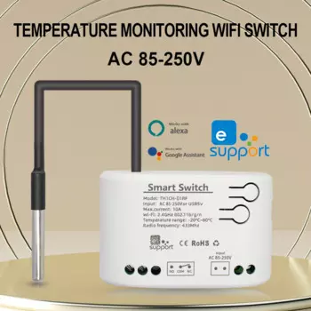 eWelink Smart TH16 переключатель 10A термостат мониторинг температуры Wi-Fi переключатель беспроводное управление совместимо с Alexa Google Home