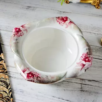Европейская керамическая суповая чаша, цветы, семейная обеденная кухня в дворцовом стиле, столовая чаша, большая миска с золотым изображением, европейские столовые приборы