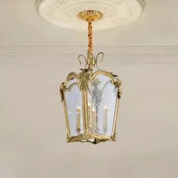 Европейская винтажная подвесная люстра Rococo из латуни и стекла, подвесная люстра для коридора, прихожей, французской медной подвески