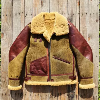 Европейский/американский размер, высокое качество, очень теплое пальто из натуральной овечьей кожи, мужская куртка-бомбер из овчины B3, с мехом мериноса