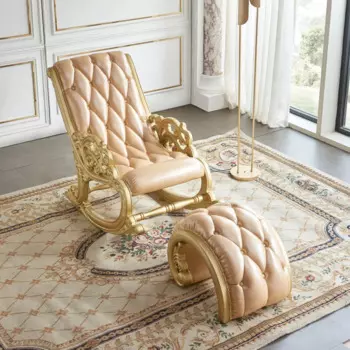 Европейское кресло-качалка из цельного дерева для гостиной, ленивый диван, кожаное кресло для отдыха на балконе