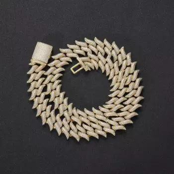 EYIKA хип-хоп мужские ювелирные изделия 18 мм позолоченные сверкающие кубические шипы форма Майами кубинская цепь ожерелье 3 ряда Цирконий Браслет рэпера