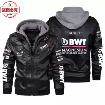 F1 гоночная куртка из искусственной кожи с принтом логотипа в стиле ретро, мужская куртка с капюшоном, кожаная куртка команды BWT