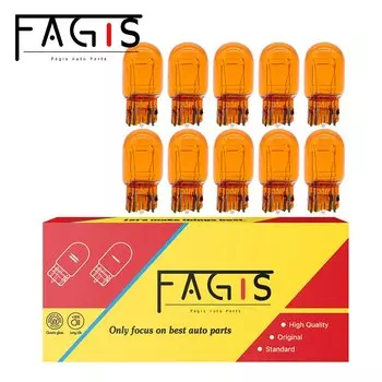 Fagis 10 шт. T20 7440 7443 WY21W WY21/5 Вт 12 В 21 Вт 21/5 Вт Автомобильная галогенная лампа из натурального янтарного стекла Тормозные лампы Стоп-сигнал указателя поворота