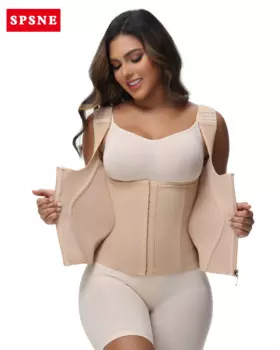 Fajas Colombianas Body Shaper Корректирующее белье Женский жилет Топы Корсет с двойной компрессией для тренировки талии Регулируемая молния и крючки для глаз