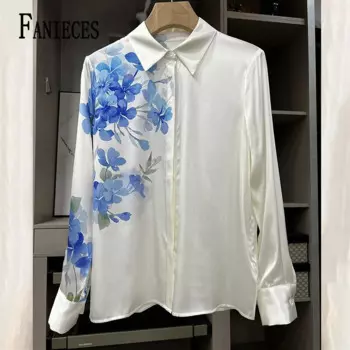FANIECES S-4XL Рубашка Women Spring Summer OL Blouses Shirts Lady Office Work Wear Long Sleeve Turn-down Collar Blusas Tops