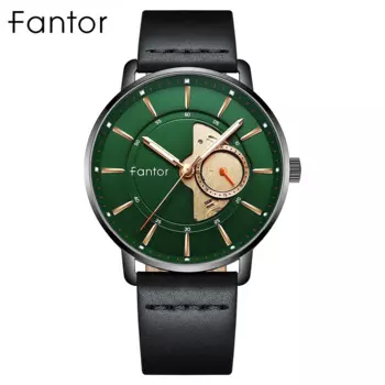 Fantor Новое поступление, высококачественные классические деловые кварцевые роскошные наручные часы с кожаным ремешком для мужчин