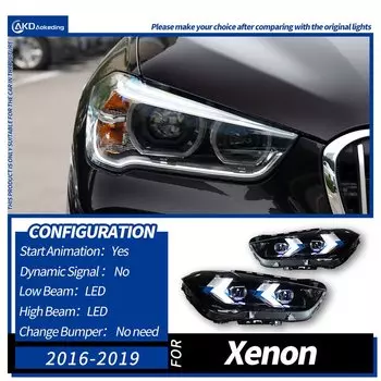 Фара AKD для BMW X1 F48 F49 Светодиодная фара 2016-2019 Фара X1 F48 DRL Указатель поворота Дальнего света Объектив проектора Angel Eye
