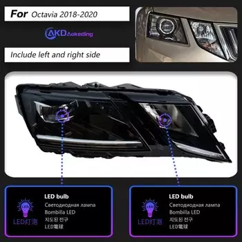 Фара AKD для Skoda Octavia светодиодный передняя фара 2018-2020 фары Octavia DRL сигнал поворота фара дальнего света ангельские глазки