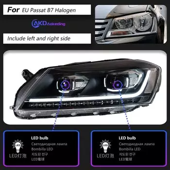 Фара AKD для VW Passat B7 версии EU Светодиодная фара 2012-2015 Фара DRL Указатель поворота Дальнего света Объектив проектора Angel Eye