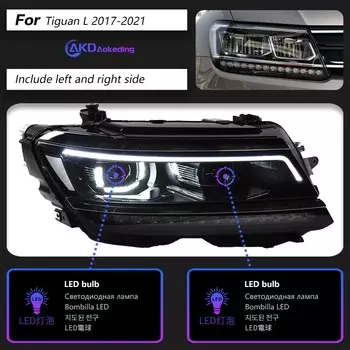 Фара AKD для VW Tiguan светодиодный, фара 2017-2021, фары Tiguan DRL, сигнал поворота, фара дальнего света, линза проектора Angel Eye