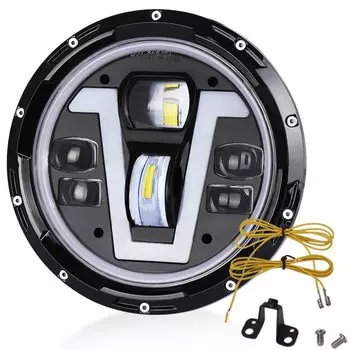 Фара для мотоциклов Honda CB400 CB750 CB1300 с DRL и указателем поворота, круглая светодиодная фара в сборе для Мотоциклов Harley