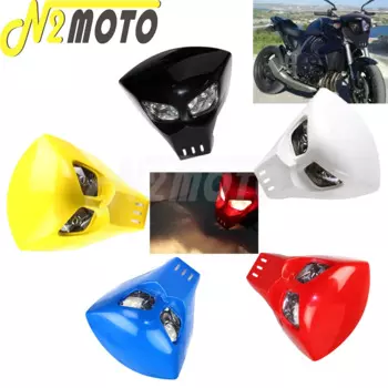 Фара головного света для мотоцикла, 12 В, для Yamaha, Honda, Kawasaki, Suzuki, уличный велосипед, красный череп, обтекатель 5 видов цветов