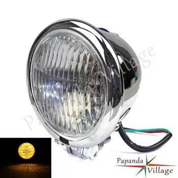 Фара мотоциклетная Bates 4,5 дюйма H4, 12 В, для Harley, Honda, BMW, Bobber, Chopper, Cafe Racer