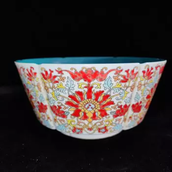 Фарфоровая чаша с цветами Гуань Инь Qing Dyansty Pastels, бесплатная доставка