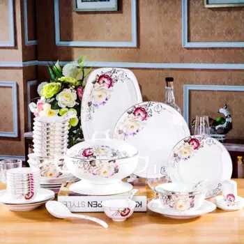 Фарфоровый набор посуды Jingdezhen из костяного фарфора, 60 предметов