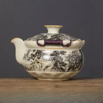 Фарфоровый пейзажный чайник JIANGXINSHE 220 мл