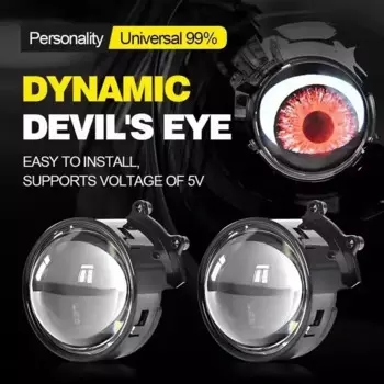 Фары Devil Eye 12 В, динамические автомобильные фары Devil Eye, светодиодные автомобильные фары, лампы для управления Wi-Fi, лампа для линз проектора для