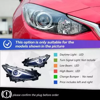 Фары для Mazda 3 Axela 2014-2016 DRL дневные ходовые огни фары светодиодный Биксеноновая лампа противотуманная лампа