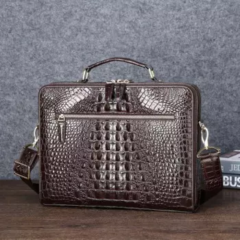 Fashion Briefcase Leather Classic Crocodile Pattern Handbag Large Capacity Briefcase Business Computer Men's Bag сумка мужская