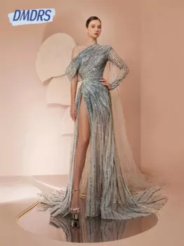 Модное вечернее платье трапециевидной формы с пайетками и накидкой, современное сексуальное вечернее платье для матери выпускного вечера, вечернее коктейльное платье по индивидуальному заказу
