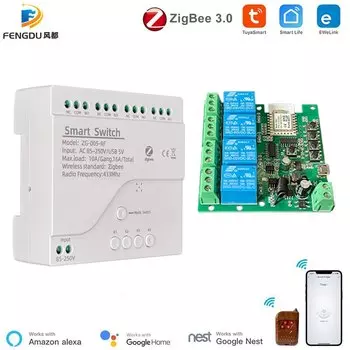 FD 4CH Zigbee Умный релейный модуль 85-250В