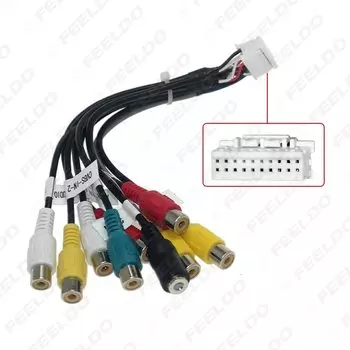 FEELDO 20-контактный расширенный интерфейс RCA AUX-IN/OUT кабель со слотом для SIM-микрофона для головное устройство Android стерео # HQ4919