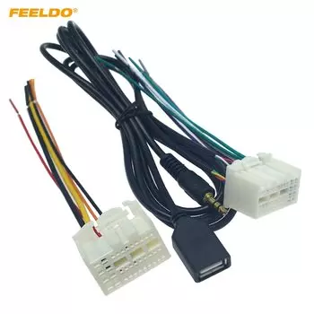 FEELDO автомобильный стерео радио адаптер жгута проводов с разъемом AUX (3,5 мм)/USB для KIA K2/K3/K4/Elantra/Mistra/Tucson # HQ6231