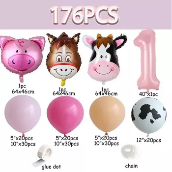 Ферма тематическая гирлянда из розовых шаров BALONAR