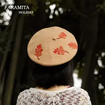 Фетровые береты Faramita из шерсти ручной работы для женщин, праздничные береты художника, новинка 2021, детские шапки для детей, берет, шапка с круглыми листьями, 3D