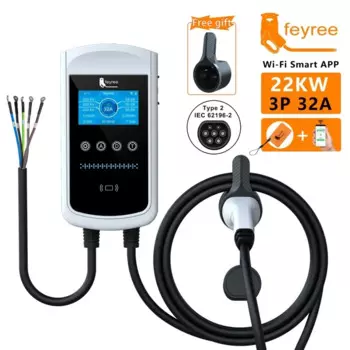 Feyree 22KW 32A Type2 Зарядное устройство для электромобилей 11KW 3P EVSE Wallbox 7,6KW 1P 4,3-дюймовый экран Новая зарядная станция Smart APP Control Автомобильное зарядное устройство
