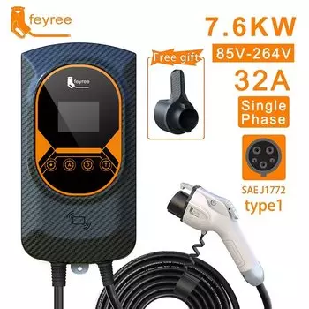 Feyree EVSE Wallbox EV зарядное устройство тип 1 50A 12KW Быстрая зарядка 32A 7.6KW 40A 9.6KW однофазная зарядная станция для электрического автомобиля