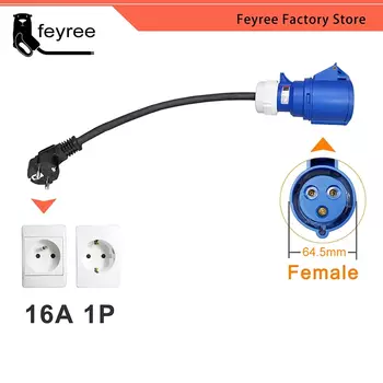Feyree Зарядное устройство для электромобилей CEE Женская вилка 3-контактный адаптер Водонепроницаемое соединение Настенная розетка 32A 1 фаза 7 кВт Портативное зарядное устройство